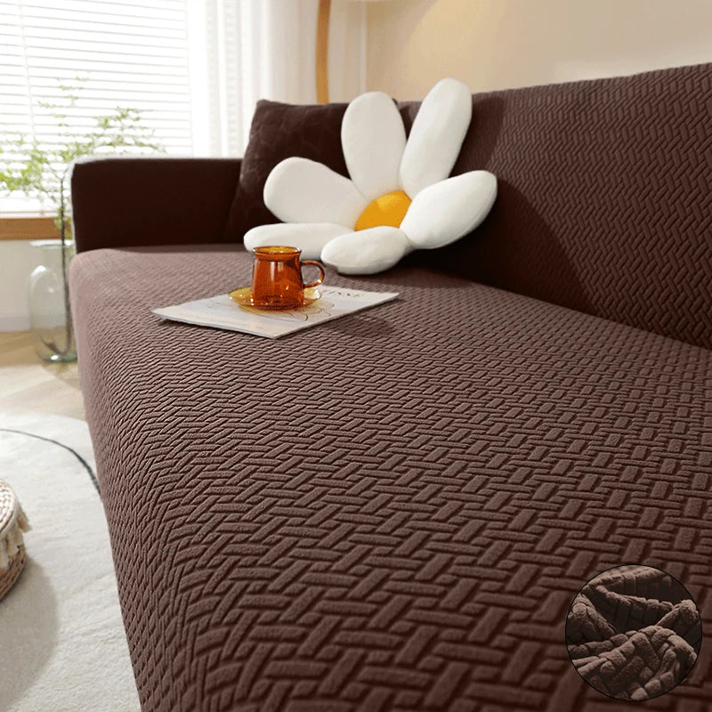 Jacquard Elastic Sofa Cover For Living Room Slipcovers Stretch Polar Fleece Armchair Protector L Shaped Sofa 1/2/3/4 Seater Home